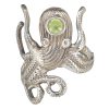 Faceted Peridot  Sterling Silver Octopus Ring