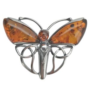 Celtic Knot Butterfly Amber Pendant