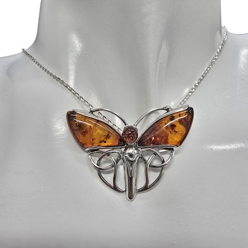 Celtic Knot Butterfly Amber Pendant - Image 2