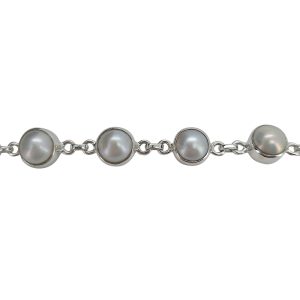 Pearl Sterling Silver Link Bracelet