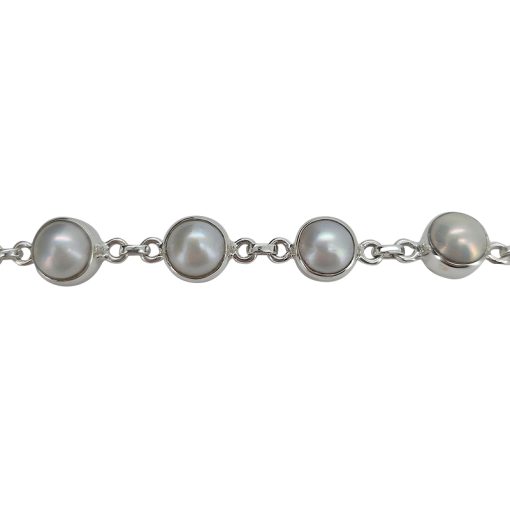 Pearl Sterling Silver Link Bracelet