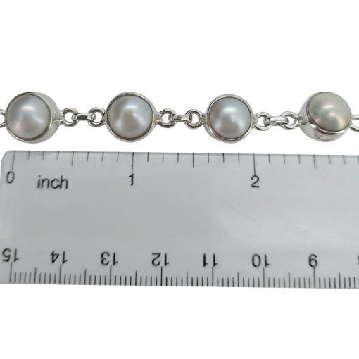 Pearl Sterling Silver Link Bracelet - Image 3
