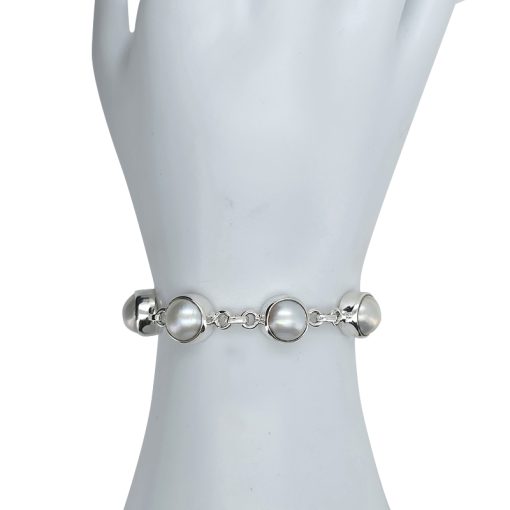 Pearl Sterling Silver Link Bracelet - Image 2