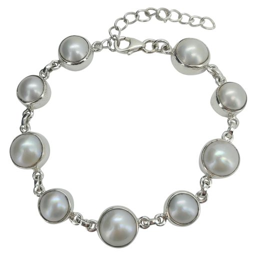 Pearl Sterling Silver Link Bracelet