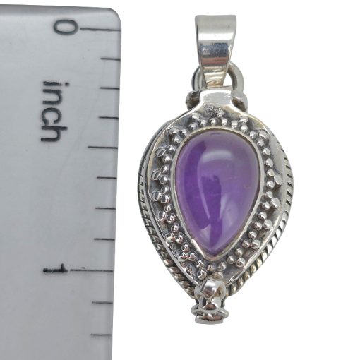 Amethyst Stering Silver Locket Pendant - Image 4
