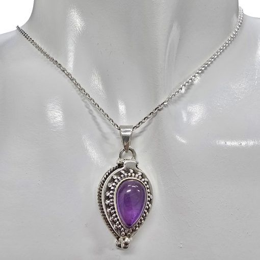 Amethyst Stering Silver Locket Pendant - Image 2