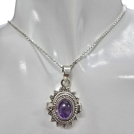 Amethyst Sterling Silver Locket Pendant - Image 2
