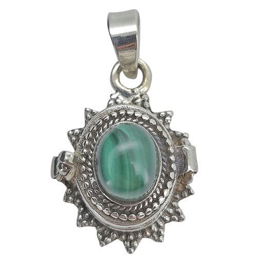 Malachite Sterling Silver Locket Pendant