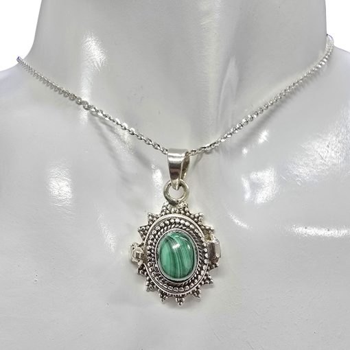 Malachite Sterling Silver Locket Pendant - Image 2
