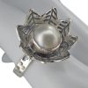 Pearl Silver Water Lily Flower Ring