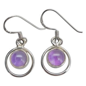 Amethyst Sterling Silver Earrings On Hooks