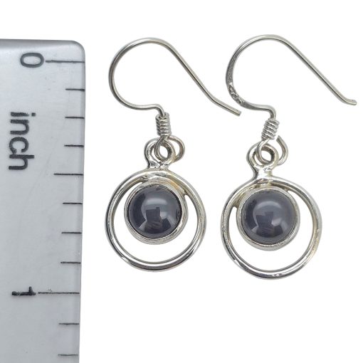 Black Onyx Sterling Silver Earrings On Hooks