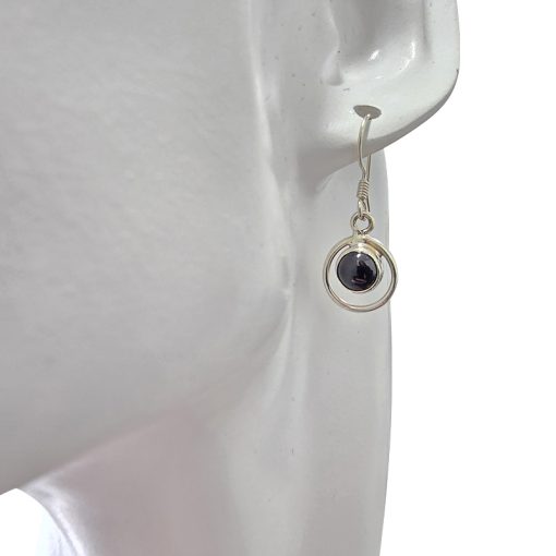 Black Onyx Sterling Silver Earrings On Hooks - Image 2