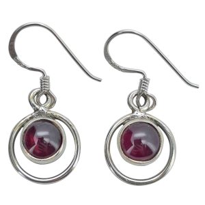 Garnet Sterling Silver Earrings On Hooks