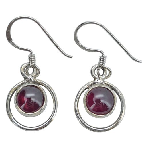 Garnet Sterling Silver Earrings On Hooks