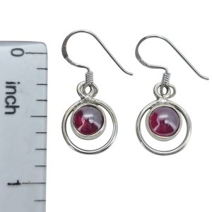 Garnet Sterling Silver Earrings On Hooks