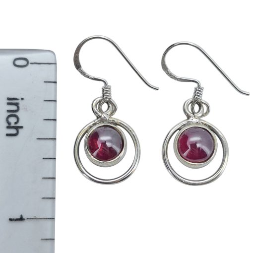 Garnet Sterling Silver Earrings On Hooks
