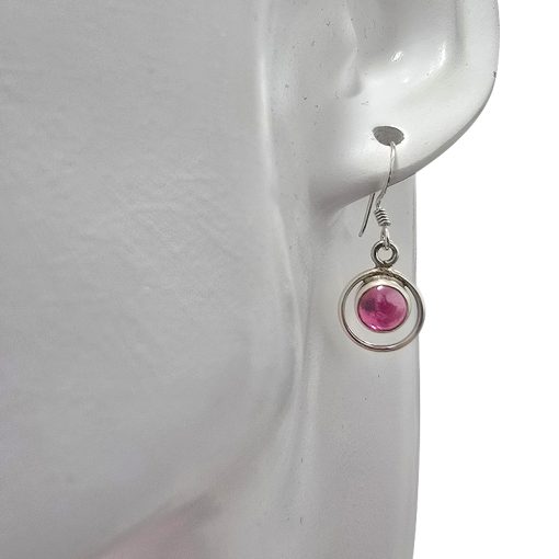 Garnet Sterling Silver Earrings On Hooks - Image 2
