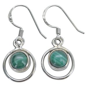 Malachite Sterling Silver Earrings On Hooks