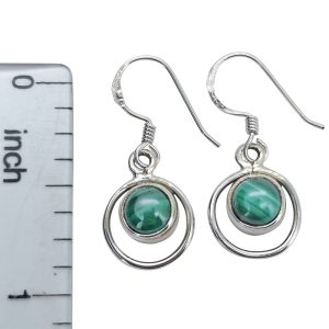Malachite Sterling Silver Earrings On Hooks