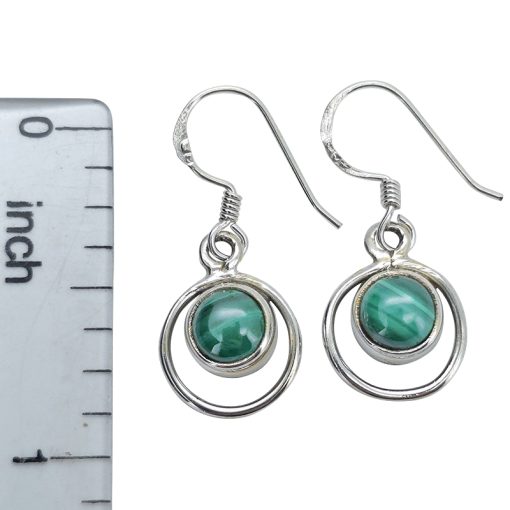 Malachite Sterling Silver Earrings On Hooks