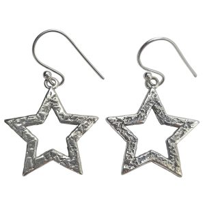 Sterling Silver Star Earrings On Hooks