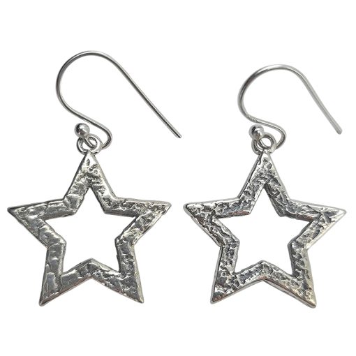 Sterling Silver Star Earrings On Hooks