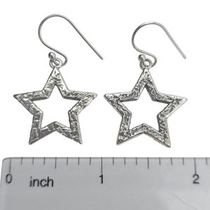 Sterling Silver Star Earrings On Hooks