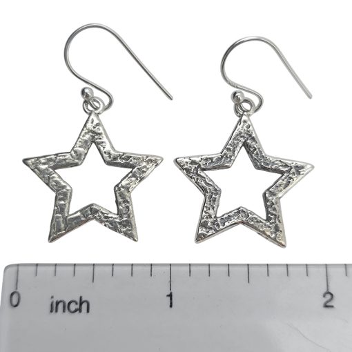 Sterling Silver Star Earrings On Hooks