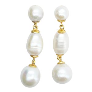 Cultured Baroque Pearl Post Dangle Earrings