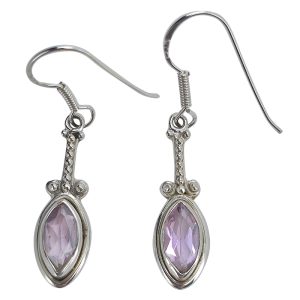 Faceted Amethyst Sterling Silver Earrings On Hooks