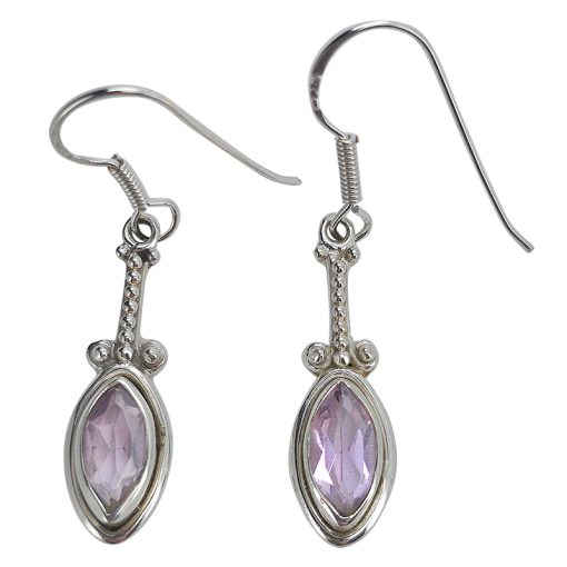 Faceted Amethyst Sterling Silver Earrings On Hooks