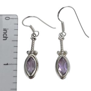 Faceted Amethyst Sterling Silver Earrings On Hooks