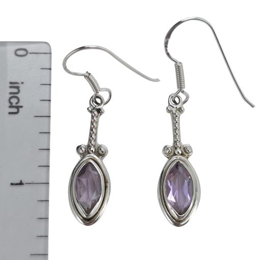 Faceted Amethyst Sterling Silver Earrings On Hooks