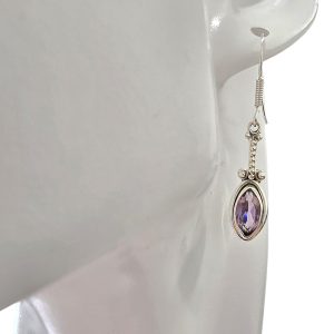 Alternative view of Faceted Amethyst Sterling Silver Earrings On Hooks