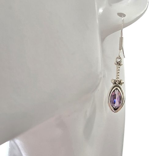 Faceted Amethyst Sterling Silver Earrings On Hooks - Image 2