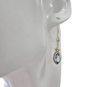 Alternative view of Faceted Blue Topaz Sterling Silver Earrings On Hooks