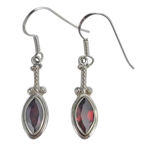 Faceted Garnet Sterling Silver Earrings On Hooks