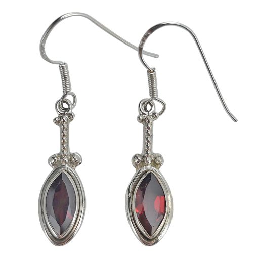 Faceted Garnet Sterling Silver Earrings On Hooks