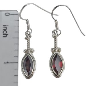 Alternative view of Faceted Garnet Sterling Silver Earrings On Hooks