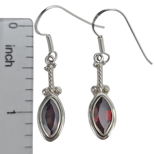 Faceted Garnet Sterling Silver Earrings On Hooks - Image 2