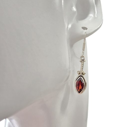 Faceted Garnet Sterling Silver Earrings On Hooks