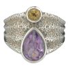 Faceted Amethyst/Citrine Sterling Silver Ring