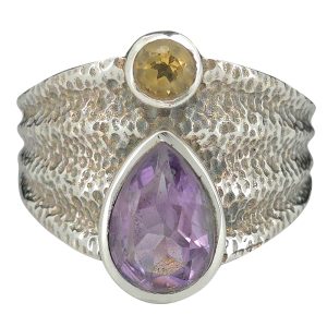 Faceted Amethyst/Citrine Sterling Silver Ring