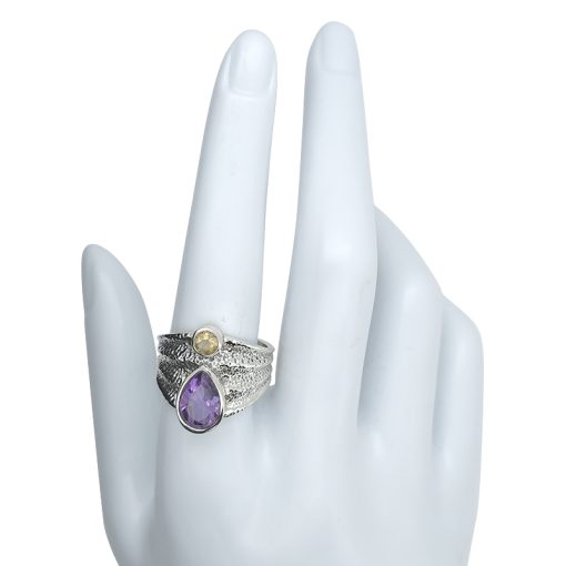 Faceted Amethyst/Citrine Sterling Silver Ring - Image 3
