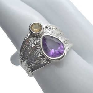 Alternative view of Faceted Amethyst/Citrine Sterling Silver Ring