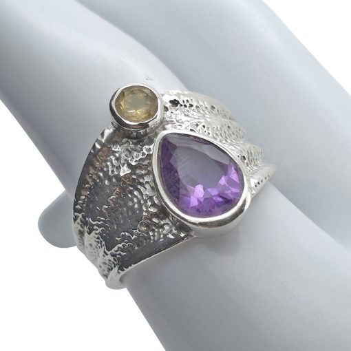 Faceted Amethyst/Citrine Sterling Silver Ring - Image 2
