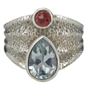 Faceted Blue Topaz Sterling Silver Ring