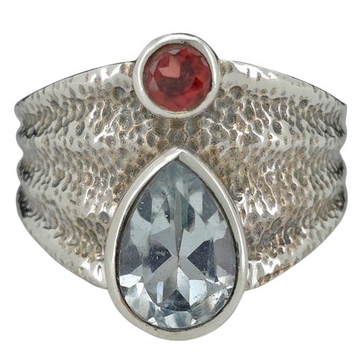 Faceted Blue Topaz Sterling Silver Ring