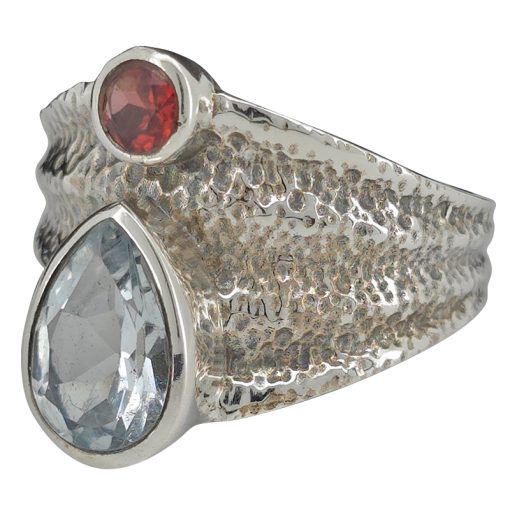 Faceted Blue Topaz Sterling Silver Ring
